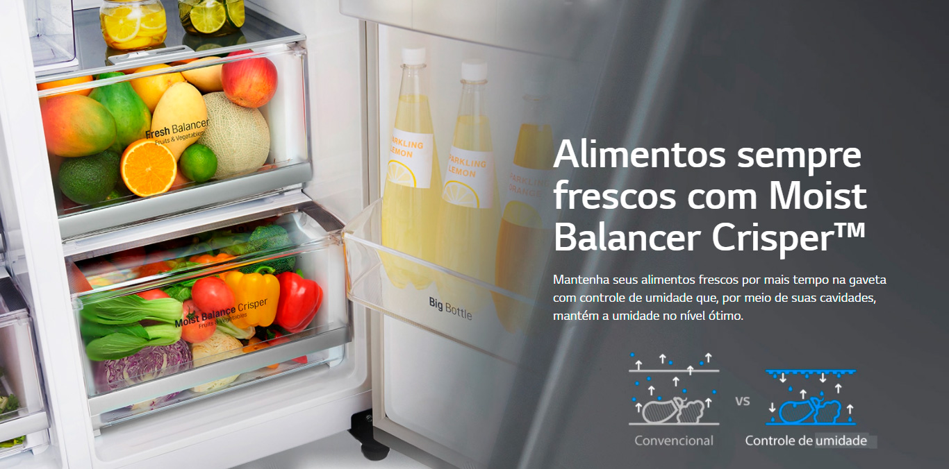 Geladeira LG Automático Side by Side - 601L New Lancaster Instaview GC-X247CSB1